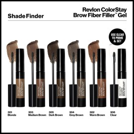 Revlon ColorStay Brow Fiber Filler, Longwearing & Volumizing Waterproof Eyebrow Gel, 303 Medium Brown, 0.23 fl. oz. Revlon ColorStay Brow Fiber Filler, Longwearing & Volumizing Waterproof Eyebrow Gel, 303 Medium Brown, 0.23 fl. oz.