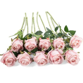 Flojery 10pcs Artificial Rose Flowers Long Stem Fake Silk Roses for DIY Wedding Bouquet Table Centerpiece Home Decor (Light Pink) Flojery 10pcs Artificial Rose Flowers Long Stem Fake Silk Roses for DIY Wedding Bouquet Table Centerpiece Home Decor (Light Pink)