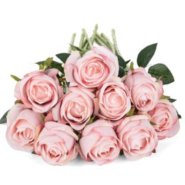 Flojery 10pcs Artificial Rose Flowers Long Stem Fake Silk Roses for DIY Wedding Bouquet Table Centerpiece Home Decor (Light Pink) Flojery 10pcs Artificial Rose Flowers Long Stem Fake Silk Roses for DIY Wedding Bouquet Table Centerpiece Home Decor (Light Pink)