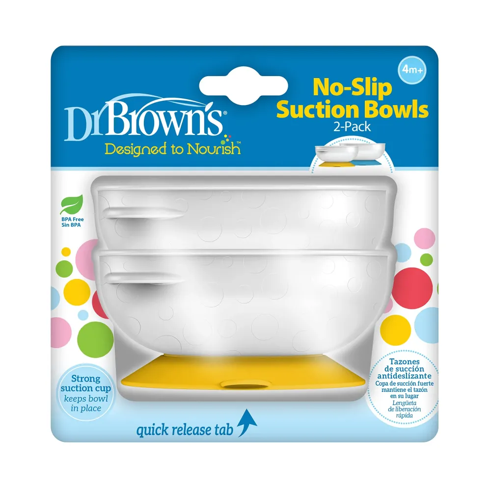 Dr. Brown\'s No-Slip Strong Suction Bowl for Babies and Toddlers, BPA Free - 2-Pack