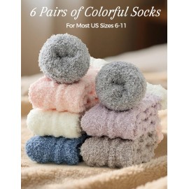 TEHOOK Fuzzy Socks for Women, 6 Pairs Warm Soft Fluffy Thick Cozy Plush Winter Socks for Gifts & Stocking Stuffers TEHOOK Fuzzy Socks for Women, 6 Pairs Warm Soft Fluffy Thick Cozy Plush Winter Socks for Gifts & Stocking Stuffers