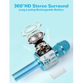 Amazmic Kids Karaoke Microphone Machine Toys for Girls Bluetooth Microphone with LED Light, Birthday Gift for Girls Boys 3 4 5 6 7 8 9 10 11 12 Year Old Kids Toys(Blue) Amazmic Kids Karaoke Microphone Machine Toys for Girls Bluetooth Microphone with LED Light, Birthday Gift for Girls Boys 3 4 5 6 7 8 9 10 11 12 Year Old Kids Toys(Blue)