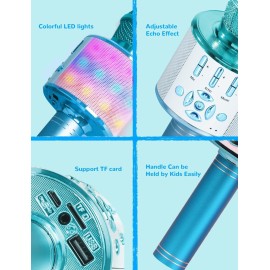 Amazmic Kids Karaoke Microphone Machine Toys for Girls Bluetooth Microphone with LED Light, Birthday Gift for Girls Boys 3 4 5 6 7 8 9 10 11 12 Year Old Kids Toys(Blue) Amazmic Kids Karaoke Microphone Machine Toys for Girls Bluetooth Microphone with LED Light, Birthday Gift for Girls Boys 3 4 5 6 7 8 9 10 11 12 Year Old Kids Toys(Blue)