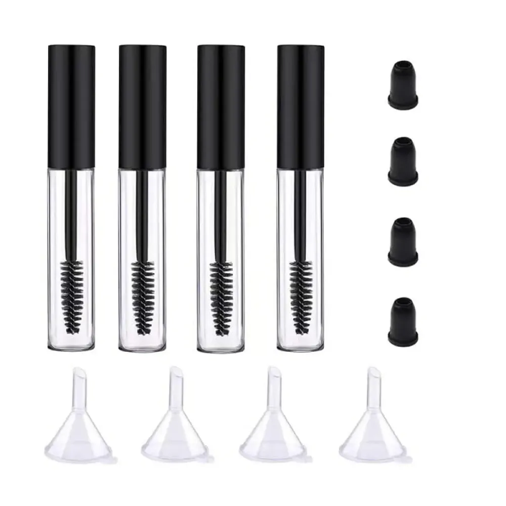4 Pack Empty Mascara Tube with Eyelash Wand, ForSewian10ml Premium Eyelash Cream Container Bottle with Mini Funnels and Leak Stoppers (black) 4 Pack Empty Mascara Tube with Eyelash Wand, ForSewian10ml Premium Eyelash Cream Container Bottle with Mini Funnels and Leak Stoppers (black)