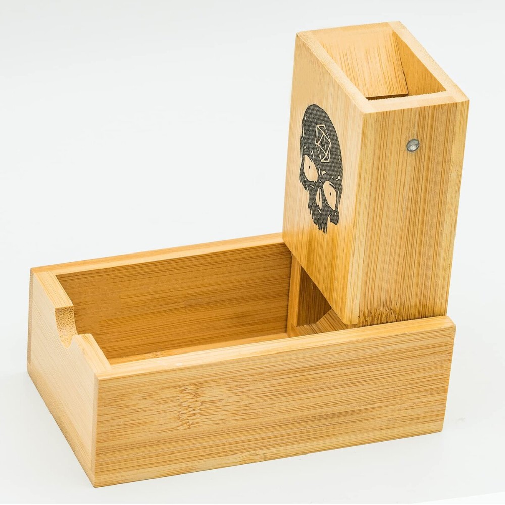 Cusdie Bamboo Dice Tower Foldable Wooden Die Roller Castle Rolling Case for Board Game, D&D, RPG(Skull) Cusdie Bamboo Dice Tower Foldable Wooden Die Roller Castle Rolling Case for Board Game, D&D, RPG(Skull)