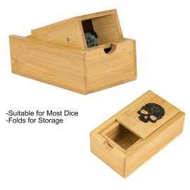 Cusdie Bamboo Dice Tower Foldable Wooden Die Roller Castle Rolling Case for Board Game, D&D, RPG(Skull) Cusdie Bamboo Dice Tower Foldable Wooden Die Roller Castle Rolling Case for Board Game, D&D, RPG(Skull)