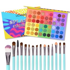 UCANBE 54 Colors Splashy Candies Eyeshadow Palette + 15pcs Makeup Brush Set, Highly Pigment Matte Metallic Shimmer Glitter Eye Shadow Bright Color Long Lasting Waterproof Easy Blending Make Up Pallet UCANBE 54 Colors Splashy Candies Eyeshadow Palette + 15pcs Makeup Brush Set, Highly Pigment Matte Metallic Shimmer Glitter Eye Shadow Bright Color Long Lasting Waterproof Easy Blending Make Up Pallet