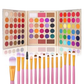 UCANBE Professional 86 Colors Eyeshadow Palette with 15pcs Makeup Brushes Set Matte Glitter Long Lasting Highly Pigmented Waterproof Contour Blush Powder Highlighter All in One UCANBE Professional 86 Colors Eyeshadow Palette with 15pcs Makeup Brushes Set Matte Glitter Long Lasting Highly Pigmented Waterproof Contour Blush Powder Highlighter All in One