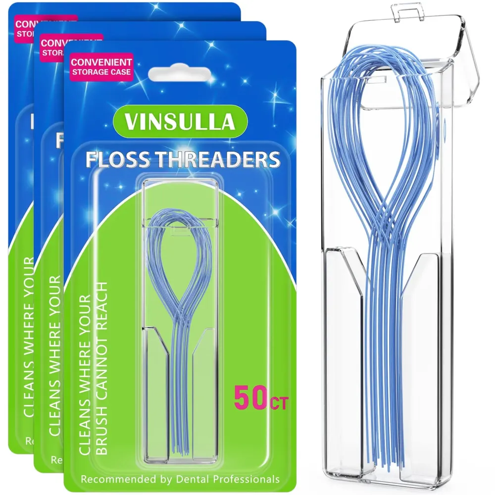 VINSULLA Floss Threaders for Braces, Bridges, and Implants (50 Count (Pack of 3)) VINSULLA Floss Threaders for Braces, Bridges, and Implants (50 Count (Pack of 3))