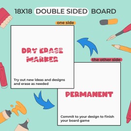 DIY Board Game Kit - Make Your Own Board Game Kit with Double-Sided Blank Game Board, Blank Box, Game Pieces, and Accessories