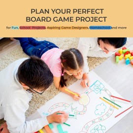 DIY Board Game Kit - Make Your Own Board Game Kit with Double-Sided Blank Game Board, Blank Box, Game Pieces, and Accessories