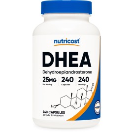 Nutricost DHEA 25mg, 240 Capsules - Gluten Free, Soy Free, Non-GMO, Supplement