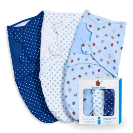 3 Pack Baby Swaddle 0-3 Months - Infant Adjustable Newborn Swaddles Blanket Baby Girl Boy, Swaddling Wrap Blanket Sleep Sack for Newborn-Blue