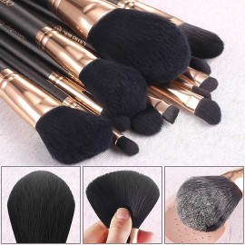 OMANIAC Makeup Brush Set Professional, 12 Pearlescent Wood Handle Makeup Brushes, Premium Cruelty-Free Synthetic Fiber Hair, Travel Make up Brushes Set with Case (Black). OMANIAC Makeup Brush Set Professional, 12 Pearlescent Wood Handle Makeup Brushes, Premium Cruelty-Free Synthetic Fiber Hair, Travel Make up Brushes Set with Case (Black).