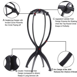Ruiwen hair 2PCS Wig Stand, Wig Head, Travel Wig Stand for Styling Collapsible Wig Stand Portable Wig Stand Wig Holder 13.8 Inch Wig Stands for Women Multiple Wigs Ruiwen hair 2PCS Wig Stand, Wig Head, Travel Wig Stand for Styling Collapsible Wig Stand Portable Wig Stand Wig Holder 13.8 Inch Wig Stands for Women Multiple Wigs