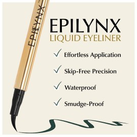 EPILYNX Waterproof Eyeliner - Smudge-Proof Liquid Eyeliner Pen with Precision Tip for Smooth, Long-Lasting Application - Vegan, Hypoallergenic & Gluten-Free Eye Liner - 2mL Green