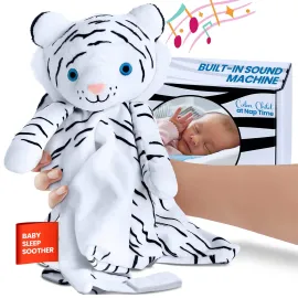 Musical Baby Lovey White Tiger - White Noise & Lullaby Plush - Calms Fussy Babies, Reduces Night Wakeups & Helps Toddlers Sleep Longer - Proven Sleep Aid - BPA-Free, Machine Washable, Newborn Gift