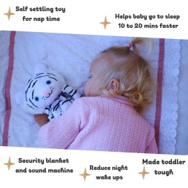 Musical Baby Lovey White Tiger - White Noise & Lullaby Plush - Calms Fussy Babies, Reduces Night Wakeups & Helps Toddlers Sleep Longer - Proven Sleep Aid - BPA-Free, Machine Washable, Newborn Gift