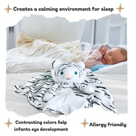 Musical Baby Lovey White Tiger - White Noise & Lullaby Plush - Calms Fussy Babies, Reduces Night Wakeups & Helps Toddlers Sleep Longer - Proven Sleep Aid - BPA-Free, Machine Washable, Newborn Gift