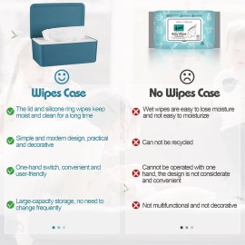 Whiidoom Diaper Wipes Dispenser Wipes Holder, Wipes Tissue Case Keeps Wipes Fresh Tissue Wipes Container with Lid (Blue)