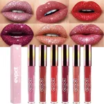 evpct 6Pcs Diamond Lip Gloss Matte to Glitter Liquid Lipstick Waterproof, Metallic Metal Shimmer Liquid Diamond Glitter Sparkle Sparkling Lipstick Lip Gloss Sets for Women Lips Kit, glitter+lipstick