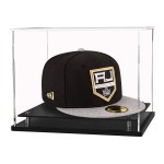 WANLIAN Clear Hat Display Case, Acrylic Baseball Cap Holder Stand with Stainless Steel Risers, Perfect for Sports Caps & Mini Helmets (8.6x7.9x7inch, L*W*H)