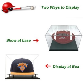 WANLIAN Clear Hat Display Case, Acrylic Baseball Cap Holder Stand with Stainless Steel Risers, Perfect for Sports Caps & Mini Helmets (8.6x7.9x7inch, L*W*H)