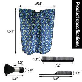 Kids Haircut Cape and Neck Duster Brush Hair Comb Set Professional Barber Hairbrush and Children Dolphin Hairdresser Apron with Adjustable Snap Closure Extra Long Cape 47x39 inch Kids Haircut Cape and Neck Duster Brush Hair Comb Set Professional Barber Hairbrush and Children Dolphin Hairdresser Apron with Adjustable Snap Closure Extra Long Cape 47x39 inch