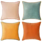 MONDAY MOOSE Decorative Throw Pillow Covers Cushion Cases, Set of 4 Soft Velvet Modern Double-Sided Designs, Mix and Match for Home Decor, Pillow Inserts Not Included (18x18 inch, Orange/Teal)