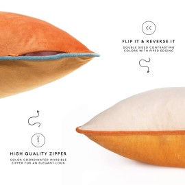 MONDAY MOOSE Decorative Throw Pillow Covers Cushion Cases, Set of 4 Soft Velvet Modern Double-Sided Designs, Mix and Match for Home Decor, Pillow Inserts Not Included (18x18 inch, Orange/Teal) MONDAY MOOSE Decorative Throw Pillow Covers Cushion Cases, Set of 4 Soft Velvet Modern Double-Sided Designs, Mix and Match for Home Decor, Pillow Inserts Not Included (18x18 inch, Orange/Teal)