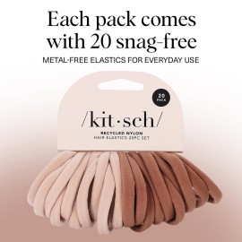 Kitsch Hair Ties No Damage - Strong, Stretchy Hair Bands | Soft Nylon Ponytail Holders, Snag-Free Rubber Bands, Perfect for Updos & Braids - Blush, 20pcs Kitsch Hair Ties No Damage - Strong, Stretchy Hair Bands | Soft Nylon Ponytail Holders, Snag-Free Rubber Bands, Perfect for Updos & Braids - Blush, 20pcs