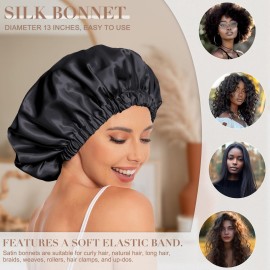 Satin Bonnet Silk Bonnet Hair Bonnet for Sleeping-Slouchy Beanie Hat Satin Sleep Cap for Women\'s Natural & Curly Hair(Black) Satin Bonnet Silk Bonnet Hair Bonnet for Sleeping-Slouchy Beanie Hat Satin Sleep Cap for Women\'s Natural & Curly Hair(Black)