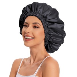Satin Bonnet Silk Bonnet Hair Bonnet for Sleeping-Slouchy Beanie Hat Satin Sleep Cap for Women\'s Natural & Curly Hair(Black) Satin Bonnet Silk Bonnet Hair Bonnet for Sleeping-Slouchy Beanie Hat Satin Sleep Cap for Women\'s Natural & Curly Hair(Black)