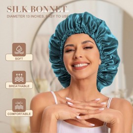 Satin Bonnet Silk Bonnet Hair Bonnet for Sleeping-Slouchy Beanie Hat Satin Sleep Cap for Women\'s Natural & Curly Hair(Blue Zircon) Satin Bonnet Silk Bonnet Hair Bonnet for Sleeping-Slouchy Beanie Hat Satin Sleep Cap for Women\'s Natural & Curly Hair(Blue Zircon)
