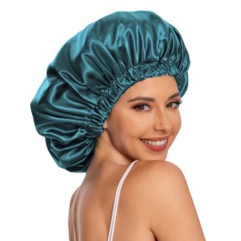 Satin Bonnet Silk Bonnet Hair Bonnet for Sleeping-Slouchy Beanie Hat Satin Sleep Cap for Women\'s Natural & Curly Hair(Blue Zircon) Satin Bonnet Silk Bonnet Hair Bonnet for Sleeping-Slouchy Beanie Hat Satin Sleep Cap for Women\'s Natural & Curly Hair(Blue Zircon)