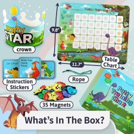 Potty Training Chart with 35 Stickers, 3 Reminder Stickers and Crown for Toddlers Boys and Girls - Potty Training Rewards for Kids - Dino Potty Training Chart with 35 Stickers, 3 Reminder Stickers and Crown for Toddlers Boys and Girls - Potty Training Rewards for Kids - Dino