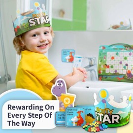Potty Training Chart with 35 Stickers, 3 Reminder Stickers and Crown for Toddlers Boys and Girls - Potty Training Rewards for Kids - Dino Potty Training Chart with 35 Stickers, 3 Reminder Stickers and Crown for Toddlers Boys and Girls - Potty Training Rewards for Kids - Dino