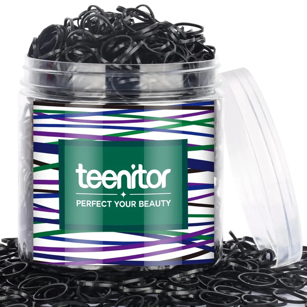Teenitor 2000pcs Black Hair Rubber Bands Soft Elastic Hair Ties for Kids Girls Hair Braids Teenitor 2000pcs Black Hair Rubber Bands Soft Elastic Hair Ties for Kids Girls Hair Braids