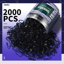 Teenitor 2000pcs Black Hair Rubber Bands Soft Elastic Hair Ties for Kids Girls Hair Braids Teenitor 2000pcs Black Hair Rubber Bands Soft Elastic Hair Ties for Kids Girls Hair Braids