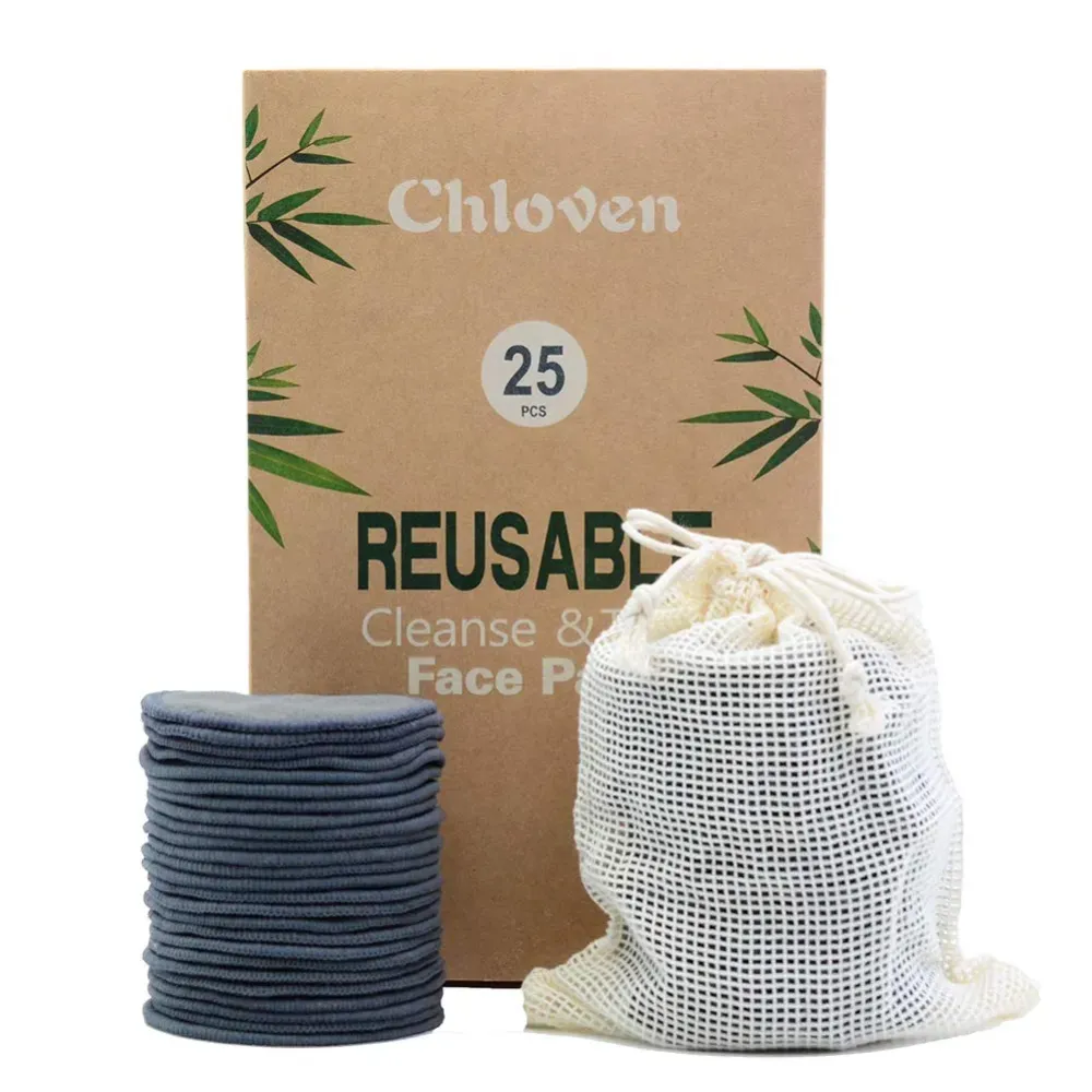 Chloven 25 Pack Charcoal Bamboo Reusable Makeup Remover Pads - Bamboo Reusable Cotton Rounds for Toner, Washable Eco-Friendly Pads for All Skin Types with Cotton Laundry Bag Chloven 25 Pack Charcoal Bamboo Reusable Makeup Remover Pads - Bamboo Reusable Cotton Rounds for Toner, Washable Eco-Friendly Pads for All Skin Types with Cotton Laundry Bag