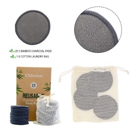 Chloven 25 Pack Charcoal Bamboo Reusable Makeup Remover Pads - Bamboo Reusable Cotton Rounds for Toner, Washable Eco-Friendly Pads for All Skin Types with Cotton Laundry Bag Chloven 25 Pack Charcoal Bamboo Reusable Makeup Remover Pads - Bamboo Reusable Cotton Rounds for Toner, Washable Eco-Friendly Pads for All Skin Types with Cotton Laundry Bag