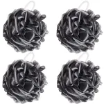 BTYMS 4 Pieces Loofah Sponge Shower Puff Exfoliating Bath Sponge 60g Mesh Pouf Bath Loofahs Black Shower Scrunchies for Bathing