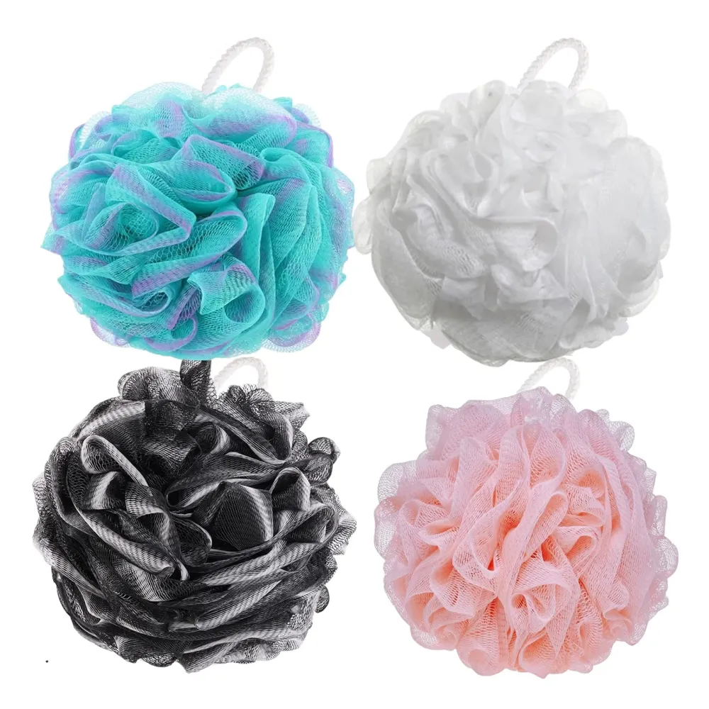 BTYMS 4 Pieces Shower Loofahs Bath Sponges 60g/pcs Mesh Puffs Body Scrub Luffas Bath Scrunchies for Shower Exfoliate BTYMS 4 Pieces Shower Loofahs Bath Sponges 60g/pcs Mesh Puffs Body Scrub Luffas Bath Scrunchies for Shower Exfoliate