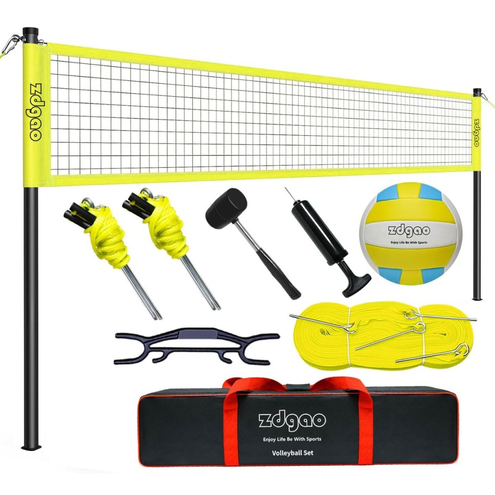 Volleyball Net Outdoor - Portable Volleyball Set for Backyard with Professional Volleyball Net, Wrap Yarn Volleyball and Pump, Boundary Line, Carry Bag Volleyball Net Outdoor - Portable Volleyball Set for Backyard with Professional Volleyball Net, Wrap Yarn Volleyball and Pump, Boundary Line, Carry Bag