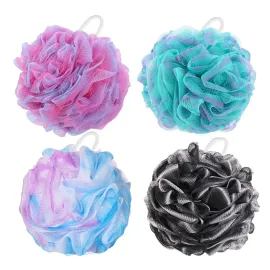 BTYMS 4 Pieces Loofah Bath Sponge 75g/pc Bath Puffs Shower Scrunchies Large Body Wash Sponge for Shower Exfoliate