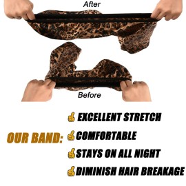 2 Pcs Hair Bonnets for Women Satin, Black Leopard Soft Elastic Band Silky Sleeping Cap Big Bonnets for Women Bonnet for Braids 2 Pcs Hair Bonnets for Women Satin, Black Leopard Soft Elastic Band Silky Sleeping Cap Big Bonnets for Women Bonnet for Braids