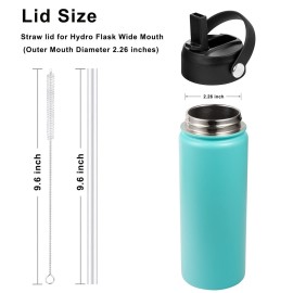 Straw Lid for Hydroflask 12 16 18 20 32 40 oz Wide Mouth,Replacement Straw Cap for Hydroflask,Top Sport Bottle Accessories, Black