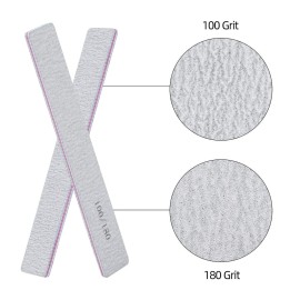 25 Pack 100/180 Grit Nail Files for Acrylic Nails, Rectangle Double Sides Emery Boards Fingernail Files Professional Nail Buffering Files