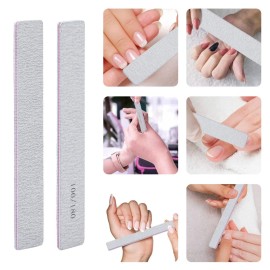 25 Pack 100/180 Grit Nail Files for Acrylic Nails, Rectangle Double Sides Emery Boards Fingernail Files Professional Nail Buffering Files