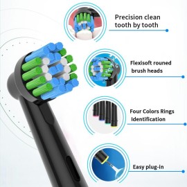 8pcs Replacement Heads Compatible with Oral B Electric Toothbrush, 4pcs Precision Clean and 4pcs Cross Clean Brush Heads, Black 8pcs Replacement Heads Compatible with Oral B Electric Toothbrush, 4pcs Precision Clean and 4pcs Cross Clean Brush Heads, Black